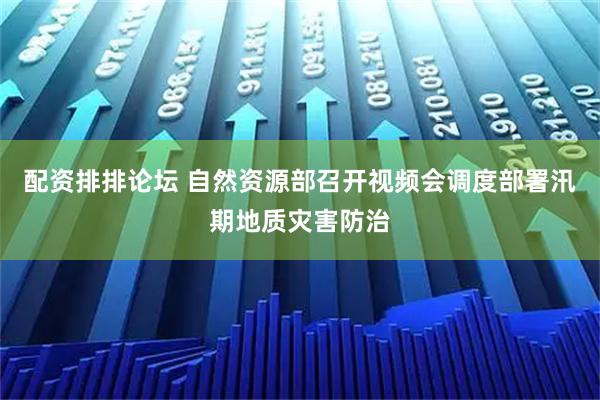 配资排排论坛 自然资源部召开视频会调度部署汛期地质灾害防治